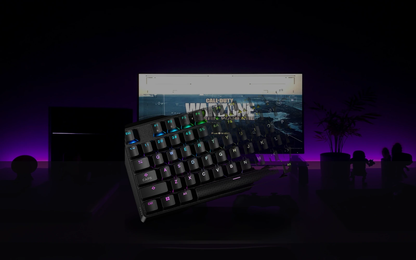 Corsair K70 CORE in-room mockup from real product photo