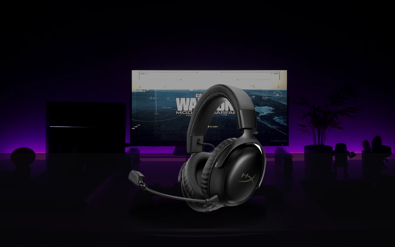 HyperX Cloud III Wireless in-room mockup from real product photo