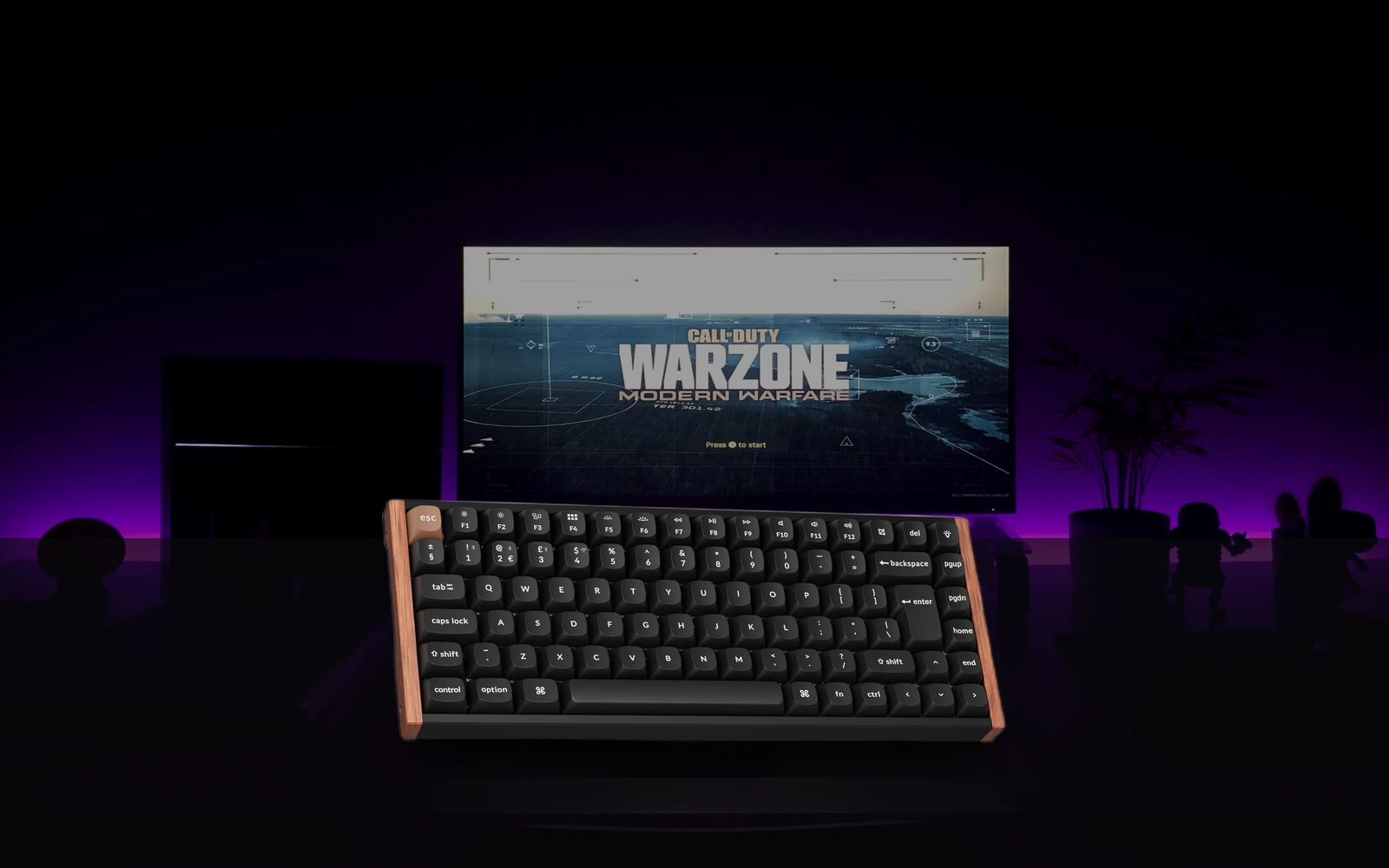 Keychron K2 HE in-room mockup from real product photo